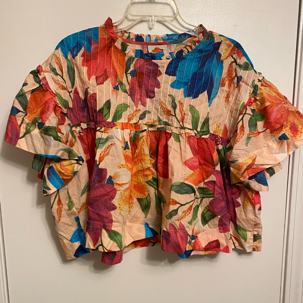 Farm Rio Bateau Neckline Crop Top.